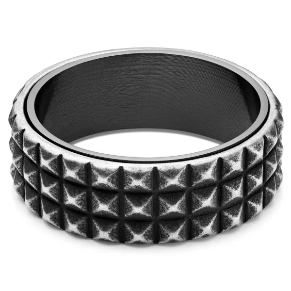 Lucleon Bague En Acier Noir Vintage Pearce Pyramis 6