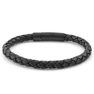 Lucleon Bracelet En Cuir Noir Black & Black 18
