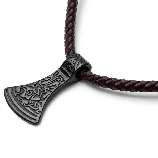 Fort Tempus Collier En Cuir Marron Et Rune Hache De Thor 3