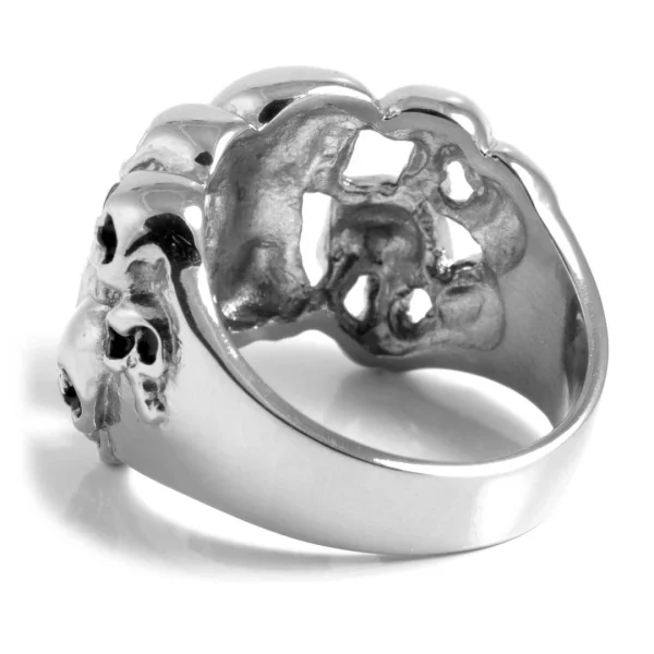 SteelCZ Bague En Acier Multi-têtes De Mort 4