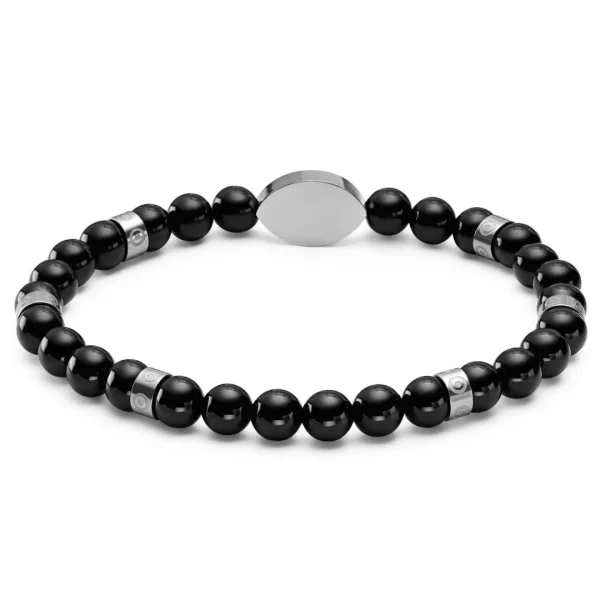 Waykins Evil Eye | Bracelet En Perles D’onyx Avec Pendentifs Argentés – 6 Mm 3