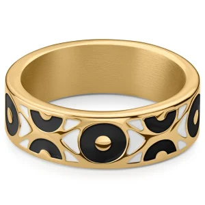 Waykins Evil Eye | Anneau En Acier Inoxydable Couleur Noir & Or 7 Mm 7