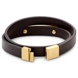 Lucleon Nomen | Bracelet En Cuir Noir Avec Plaque D’identité En Métal Doré 11