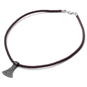 Fort Tempus Collier En Cuir Marron Et Rune Hache De Thor 12