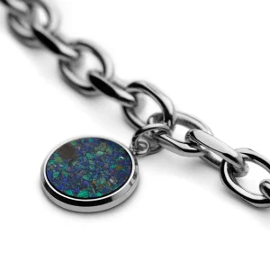 Arkai Atlas | Bracelet En Acier Argenté Avec Pendentif Azurite Et Malachite 16