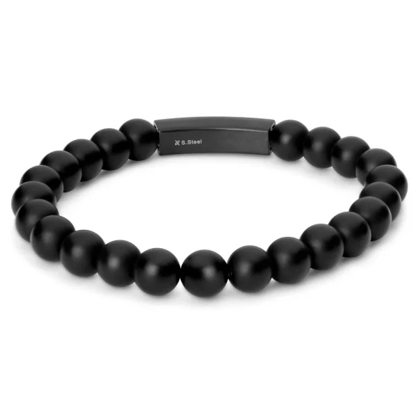 Lucleon Bracelet à Plaque ID En Pierre Noire 3