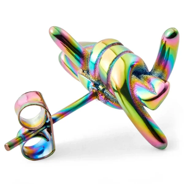Otsu Boucle D’oreille Floyd Arc-en-ciel En Fil De Fer Barbelé 3