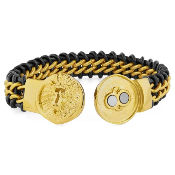 Fort Tempus Bracelet En Cuir Et En Acier à Tête De Lion 4