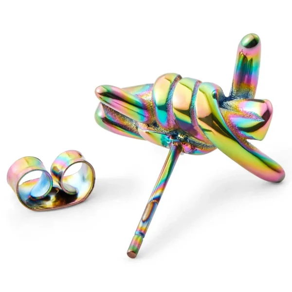Otsu Boucle D’oreille Floyd Arc-en-ciel En Fil De Fer Barbelé 4