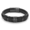 Lucleon Bracelet En Cuir Et En Acier Noir Icon 20