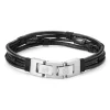 Lucleon Bracelet En Cordons De Cuir Noir Et Acier Argenté Icon 16