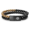 Lucleon Bracelet En Perles De Bois Et En Cuir Icon 22