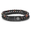 Lucleon Bracelet Icon En Cuir Et Perles œil De Tigre Rouge 22