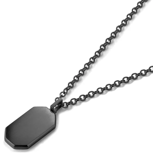 Lucleon Collier à Pendentif Plaque D’identité Couleur Gris Gunmetal 3