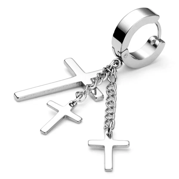 Fort Tempus Boucle D’oreille Trio De Croix Argenté 1