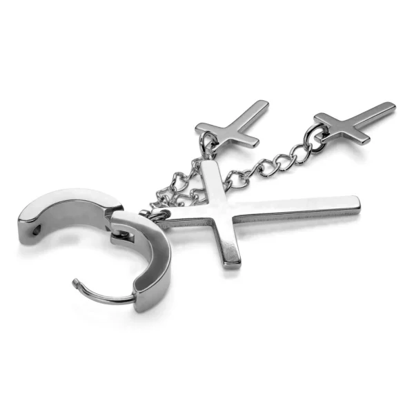 Fort Tempus Boucle D’oreille Trio De Croix Argenté 3