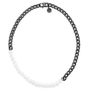 Lucleon Collier De Perles Et Chaîne à Maille Gourmette Couleur Bronze Gunmetal Charlie Amager 10