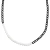 Lucleon Collier De Perles Et Chaîne à Maille Gourmette Couleur Bronze Gunmetal Charlie Amager 17