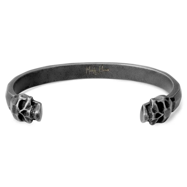 Moody Mason Bracelet Manchette Jax Tête De Mort En Acier Gris 1
