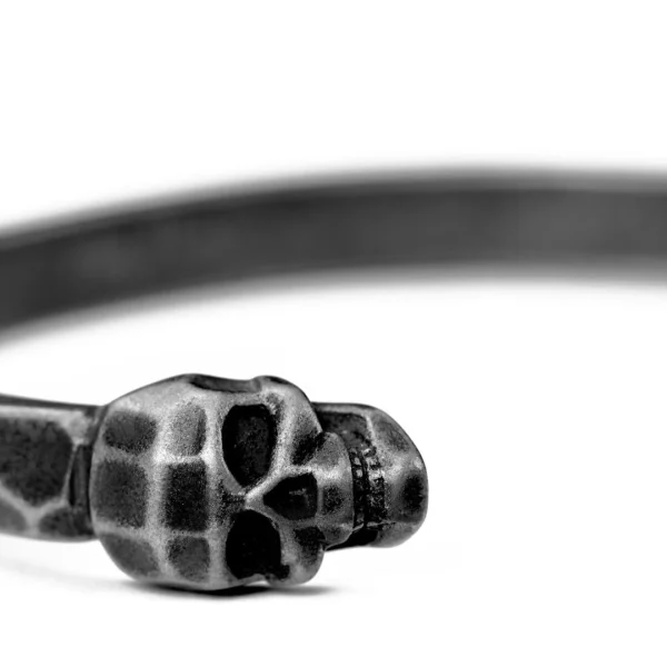 Moody Mason Bracelet Manchette Jax Tête De Mort En Acier Gris 3
