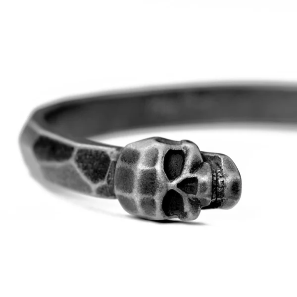 Moody Mason Bracelet Manchette Jax Tête De Mort En Acier Gris 4