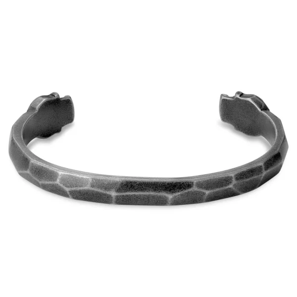 Moody Mason Bracelet Manchette Jax Tête De Mort En Acier Gris 5