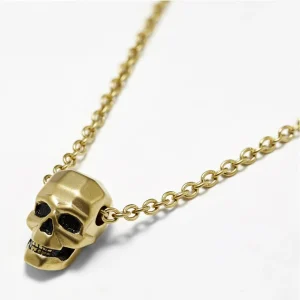 Moody Mason Collier Jax En Acier Doré à Pendentif Tête De Mort 9