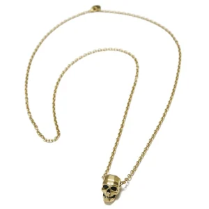 Moody Mason Collier Jax En Acier Doré à Pendentif Tête De Mort 11