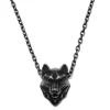 Moody Mason Collier Jax En Acier Gris à Pendentif Tête De Loup 20