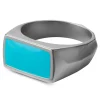 Moody Mason Chevalière En Acier Argenté à Pierre Turquoise Jax 16