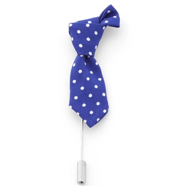 Warren Asher Broche Cravate Bleu Royal à Pois 1