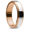 Lucleon Ferrum | Anneau Couleur Or Rose à Bande Centrale Argentée En Métal Poli – 6 Mm 16