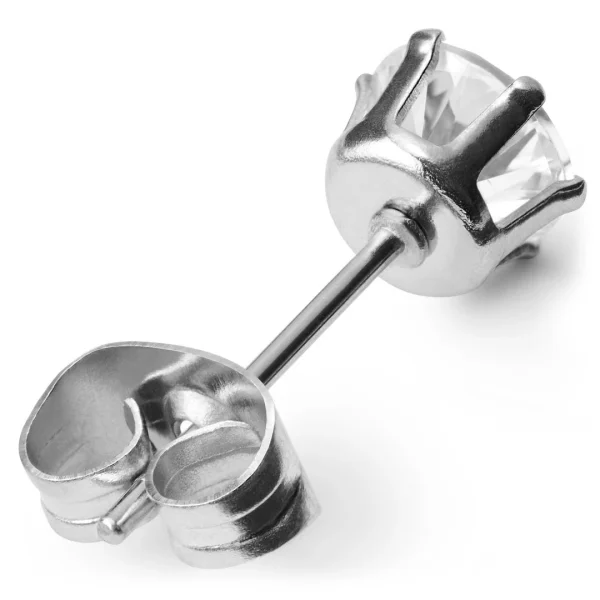 Lucleon Clou D’oreille Rond En Métal Argenté Avec Pierre De Zircone – 6 MM 3