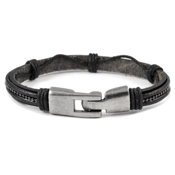 Fort Tempus Bracelet En Cuir Et Perles Grises 3
