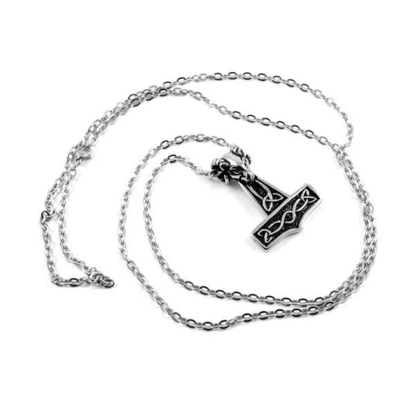 Fort Tempus Collier En Acier Avec Marteau De Thor Argenté 3