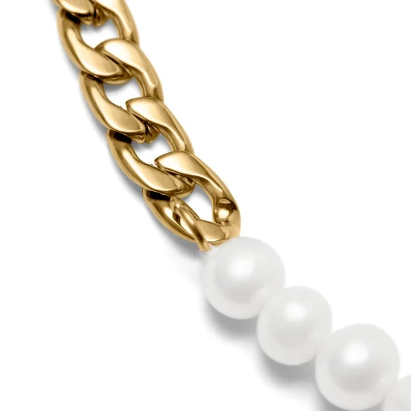 Lucleon Collier De Perles Et Chaîne à Maille Gourmette Bicolore Charlie Amager 4