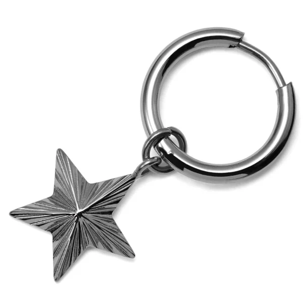 Lucleon Boucle D’oreille En Acier Argenté Avec Pendentif étoile 3
