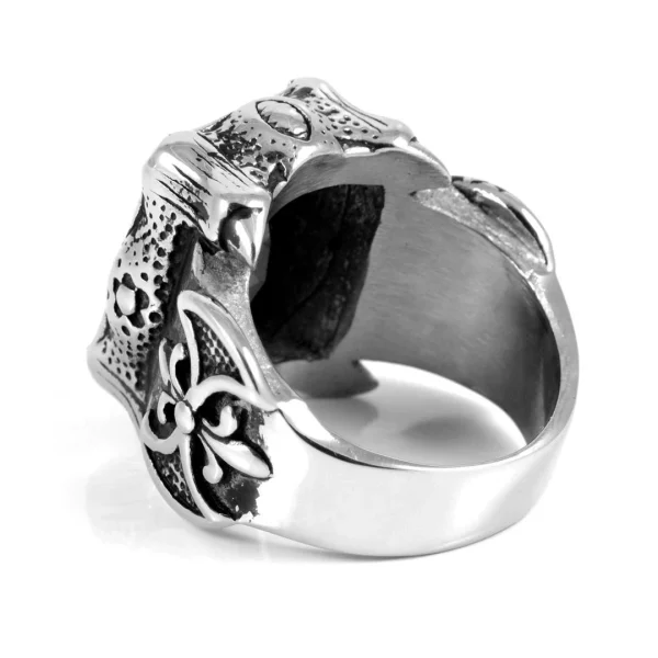SteelCZ Chevalière Masculine En Acier Design Dragon 4