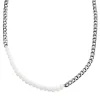 Lucleon Collier De Perles Et Chaîne à Maille Gourmette Argentée Charlie Amager 20