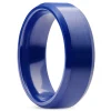 Lucleon Ferrum | Anneau Bleu En Céramique Brossée à Bords Biseautés Polis – 8 Mm 13