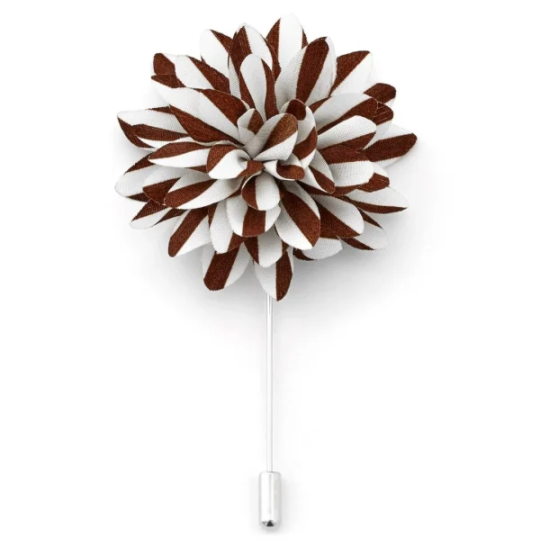 Warren Asher Boutonnière à Fleur Blanche Et Marron 1