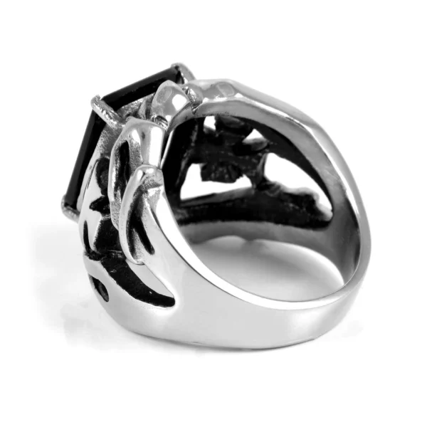 SteelCZ Chevalière Masculine En Acier, Pierre Chevalier 4