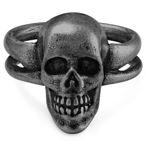 Lucleon Aspero | Bague Avec Crâne En Acier Inoxydable Gris 8