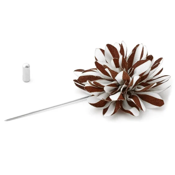 Warren Asher Boutonnière à Fleur Blanche Et Marron 3