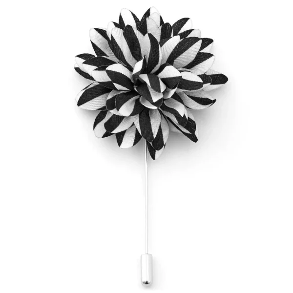 Warren Asher Boutonnière à Fleur Noir Et Blanche 1