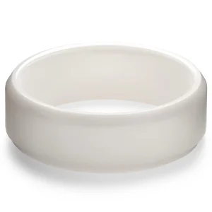 Lucleon Ferrum | Anneau Blanc En Céramique Brossée à Bords Biseautés Polis – 8 Mm 14