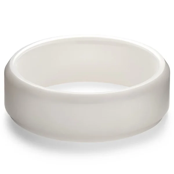 Lucleon Ferrum | Anneau Blanc En Céramique Brossée à Bords Biseautés Polis – 8 Mm 5
