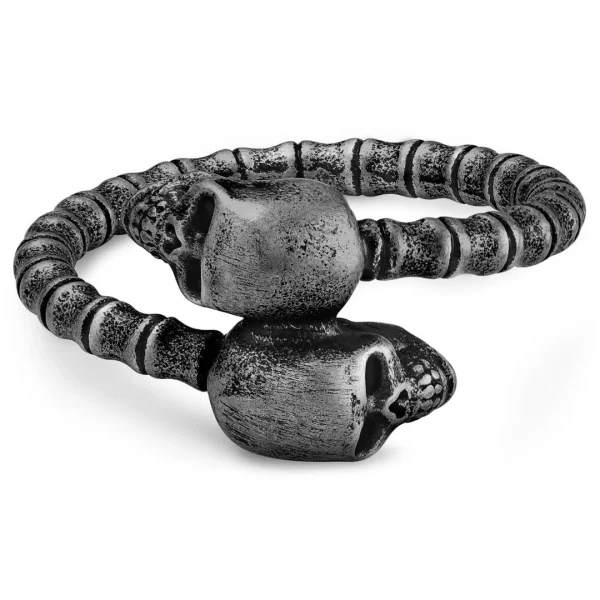 Lucleon Aspero | Bague Tête De Mort En Acier Inoxydable Gris 3