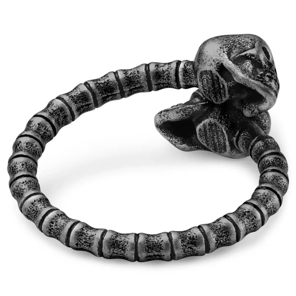 Lucleon Aspero | Bague Tête De Mort En Acier Inoxydable Gris 4