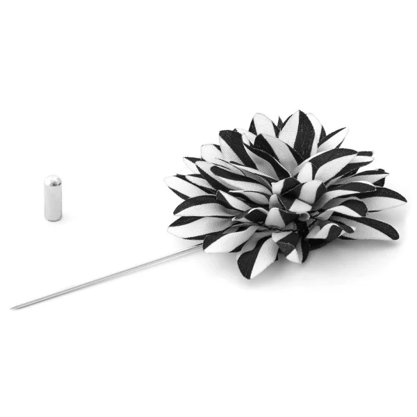 Warren Asher Boutonnière à Fleur Noir Et Blanche 3